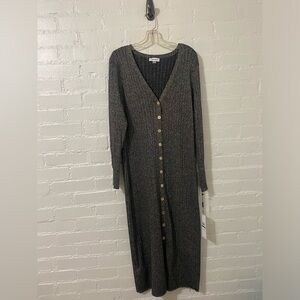 Calvin Klein Black and Gold Long Sleeve Dress